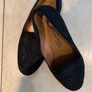 Nina Black Jacquard Smoking Shoes